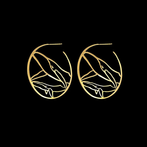 Echelon Whale Earrings - Gold