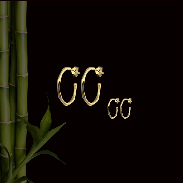 Bamboo Hoop Huggie - Gold