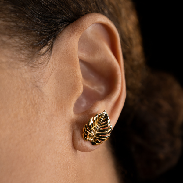 Monstera Earrings Gold